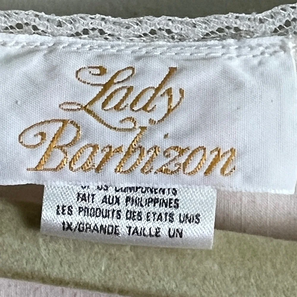 Lady Barbizon‎ Nightgown L Peach Pink Floral Lace Long Sleeve Loungewear Women